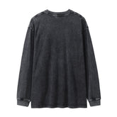 Men Long Sleeve T Shirt Pure Cotton Washed Old Loose